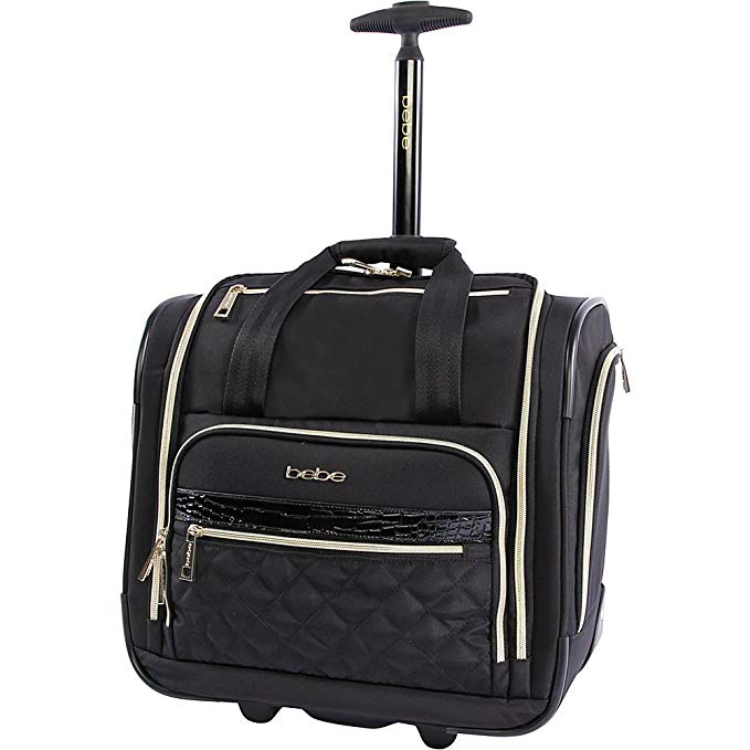 BEBE Women's Leena-Wheeled Under the Seat Carry on Bag, Black