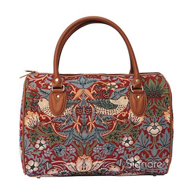 Designer William Morris Travel Bag by Signare with Flower and Bird by Signare