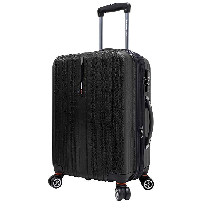 Traveler’s Choice Tasmania 100% Polycarbonate Durable Hardshell Expandable 8-Wheel 21-inch Carry-On Spinner Luggage Suitcase, Black