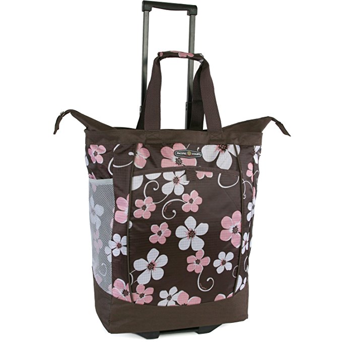 Pacific Coast Signature Large Rolling Shopper Tote Bag, Hawaiian Pink