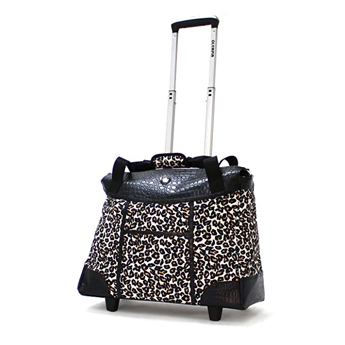 Olympia Deluxe Fashion Rolling Tote, Cheetah, One Size