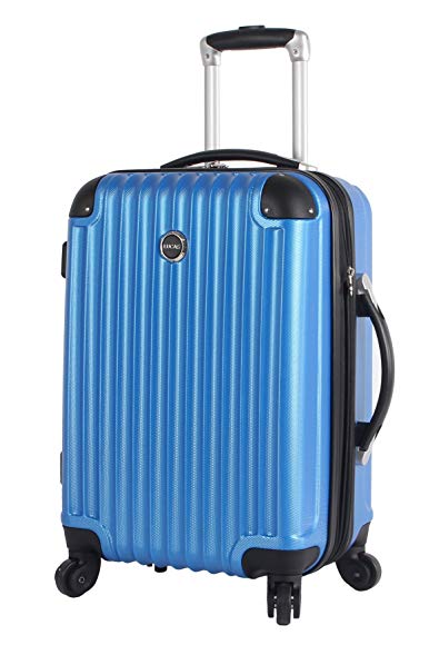 Lucas Outlander Carry On Hard Case 20 inch Expandable Rolling Suitcase With Spinner Wheels (20in, Blue)