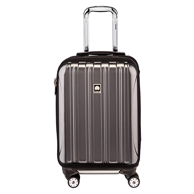 Delsey Luggage Helium Aero, International Carry On Luggage, Front Pocket Hard Case Spinner Suitcase, Titanium