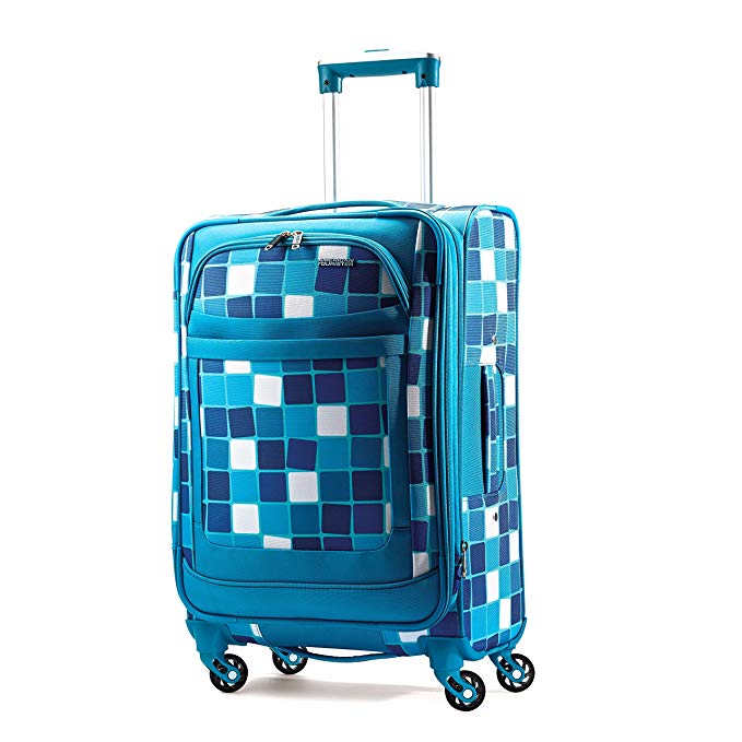 American Tourister Ilite Max Softside Spinner 21, Light Blue Checks