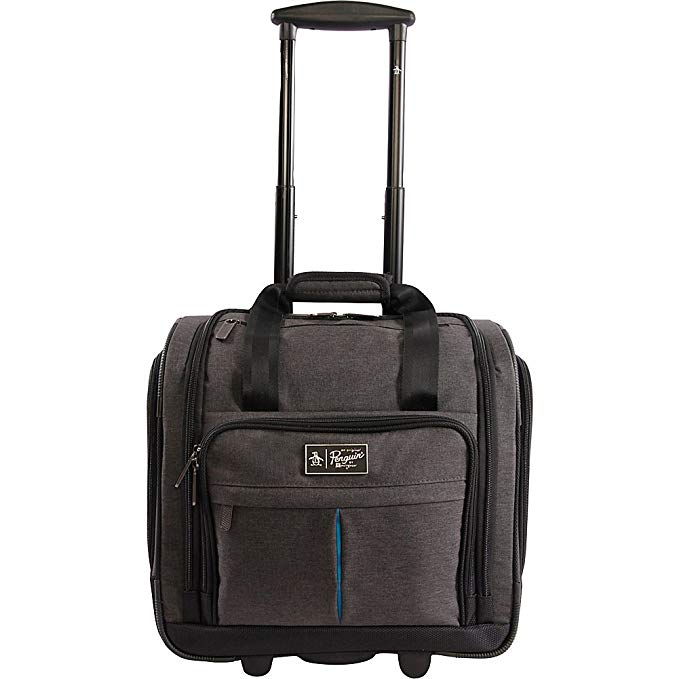 ORIGINAL PENGUIN Men's Ethan Wheeled Under the Seat Carry on Bag, Black Crosshatch