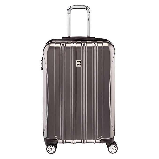 Delsey Luggage Helium Aero, Medium Checked Luggage, Hard Case Spinner Suitcase, Titanium
