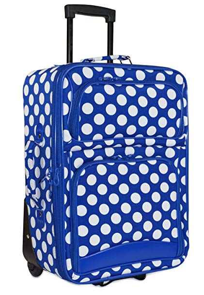 Ever Moda Polka Dots Carry On Luggage (Royal Blue)