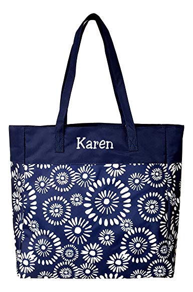 High Fashion Print Tote Bag - Personalization Available (Personalized Riley Navy)