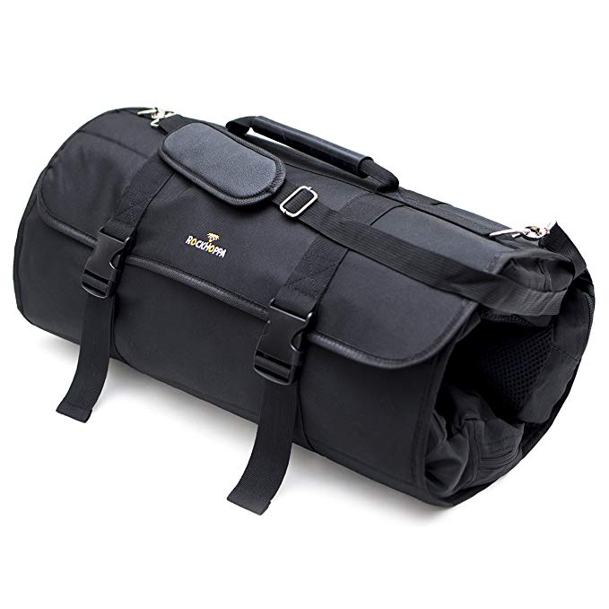 Weekend Holdall Duffel Travel Roll Up Bag for Casual Travel, Camping and Festivals - Fits within Cabin Luggage - Black - by RockHoppa