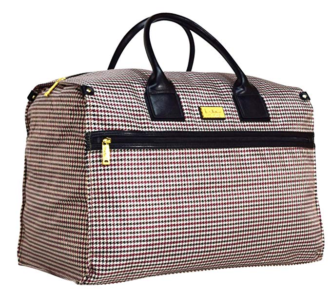 Nicole Miller New York Luggage Taylor Box Bag (Black/Burgundy Plaid)